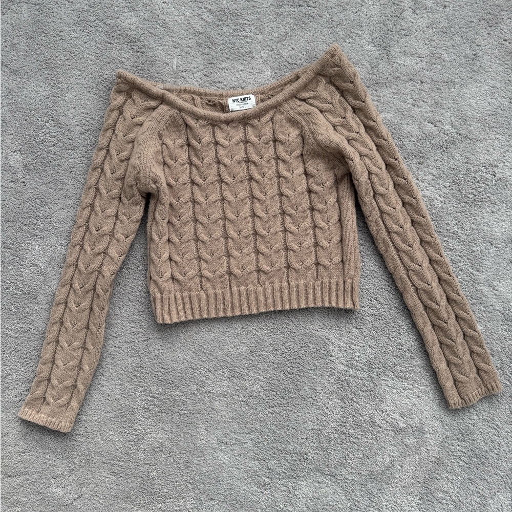 BeBop Women's Taupe Cable Knit Sweater